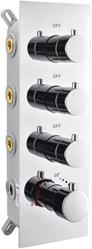 Concealed Thermostatic Shower Mixer Valve - Black Brass 3 Way Diverter for Shower Flow Control System
