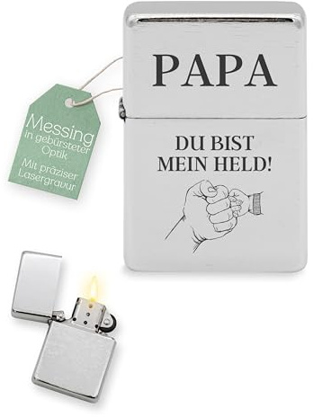Abenteuernah Sturmfeuerzeug personalisiert, Geschenke für Männer, Sturmfeuerzeug, Feuerzeug Gravur, individualisiert mit deinem Wunschnamen als persönliches Geschenk (Papa)