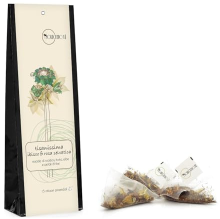 Novecento Tè | Tisanissima Miscela di Rooibos, Frutta e Petali Fiori Depurativa | Infusione Rooibos Mela Ibisco Finocchio Fragola e Lampone - 15 Piramidi (30 Gr)