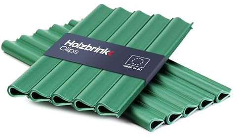 HOLZBRINK Befestigungsclips für Sichtschutzstreifen aus PP für Doppelstabmattenzaun, Einzelstabmattenzaun | 20 Stück Sichtschutz Clips | Grün (RAL 6005)
