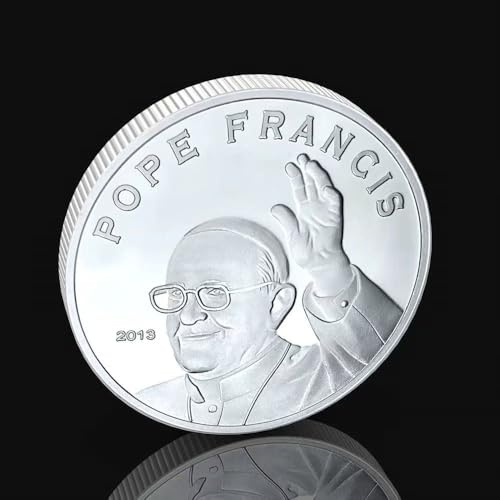 MBXLDGFD El 266º Papa de la Iglesia Católica Papa Francisco Souvenir Coin Coleccionable Moneda Conmemorativa Chapada en Plata
