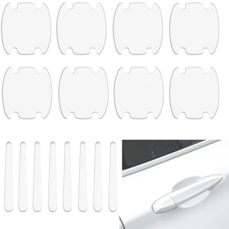 Set di 16 pellicole protettive per maniglia dell'auto, trasparente, autoadesive, antigraffio, per maniglie e maniglie, universali, adatte per la maggior parte dei modelli di veicoli
