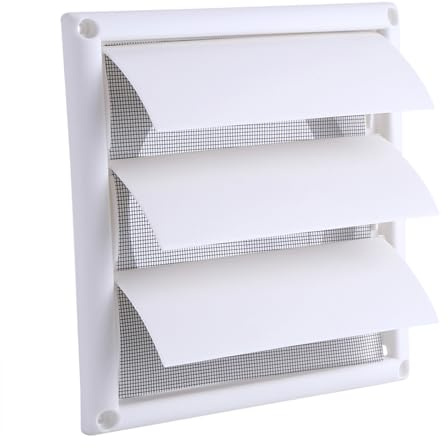 Rejilla Ventilación Láminas Móviles Tipo Persiana con 3 Láminas Automáticas Plástico Persiana Para Pared Techo Conducto Rejilla Ventilación Interior Exterior (20 * 20CM)