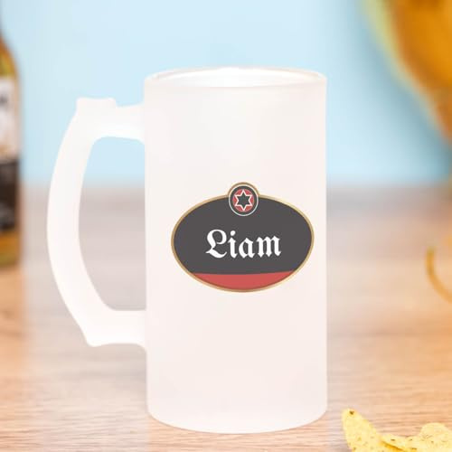 Wanapix | Bierglas Personalisiert mit Namen | Milchglas bedrucken | Bierkrüge | 500 ml | Bierkrüge zum Verschenken | Schwarz