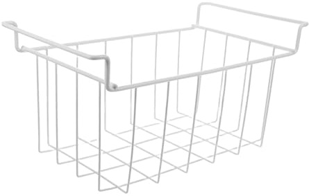 FONDOTIN Metal Wire Freezer Basket for Kitchen Organizing with Quick Access and Easy to Clean Iron Construction, White Deep Freezer Storage Rack Bin Suitable for Organizing Kitchen Storage
