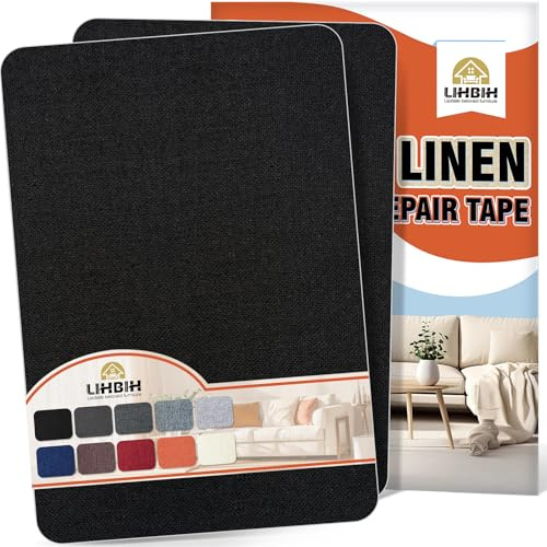 Flicken Selbstklebend Stoff Reparaturset, 20x30 cm 2 Stück Selbstklebender Stoff Flicken Leinen Reparatur Patch, Leinenstoff Patches Selbstklebend für Sofas, Autositze, Bürostühle, Schwarz