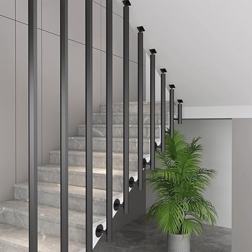 Corrimano per scale in acciaio al carbonio interne Corrimano a muro resistente per scale con palo di trasferimento per gradini Villa Hotel (100cm 1ps)