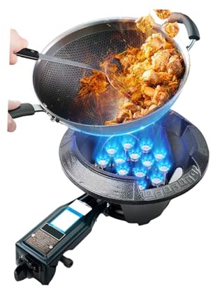 Estufa De Gas De 1 Quemador, Cocina De Encimera De 9-18 KW, Encimera De Gas De Sobremesa De Bajo Consumo, Con Protección Contra Llamas(LPG,12 nozzles)