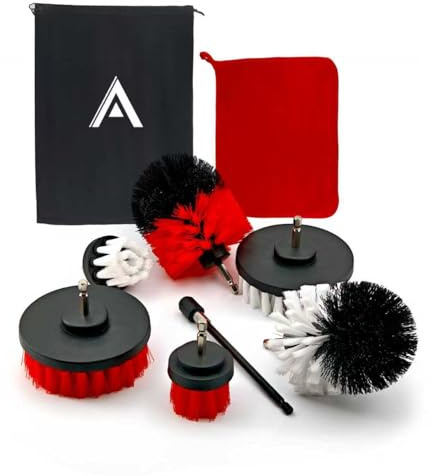 AVENDO Bürstenaufsatz Akkuschrauber 6er Set für Auto/Haushalt/Garten & mehr | Reinigungsbürste Akkuschrauber (Bürstenaufsatz Bohrmaschine), 3 Bürstenformen, 2 Härtegrade, universell für fast alle Flächen