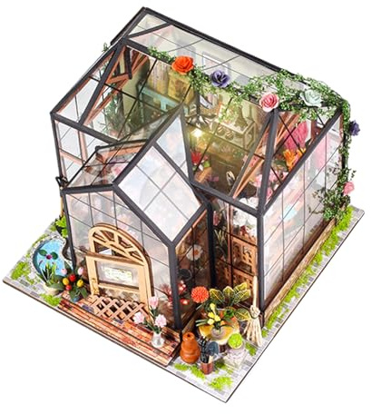 3D Mini Invernadero Kit - DIY Modelo de madera, Proyecto de construcción artesanal creativa, conjunto detallado de muebles de artesanía, decoración del hogar en miniatura coleccionable, kit de