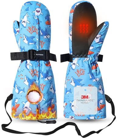 KUTOOK Gants Ski Enfants Chaud Hiver imperméables Coupe-Vent Écran Tactile pour Neige Patinage 1-6 Ans