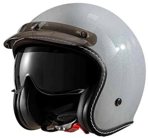 Casco Jet Moto Caschi Motorino Vintage Scooter Moto Casco Omologato DOTECE Caschi Cromwell Moto Per Chopper Scooter Motorino Con Visiera Casco A Scodella Uomini Donne 5,M:57-58CM