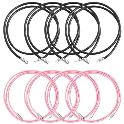 LAKPYN 8 Piezas Collares de Cuero Trenzado, Cordón de Cuero Sintético con Cierre, para Hombres y Mujeres, Tamaños 45/50/55cm, Rosa y negro