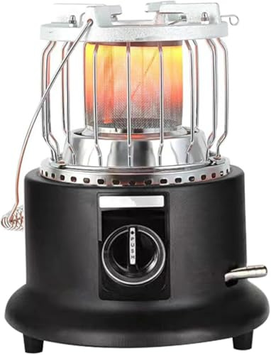 3700W Portable Gas Heater, Multifunctional Cookstove Freestanding with Stainless Steel Handle, Adjustable Firepower, Space Warmer Furnace for Travel Camping Indoor Outoor black