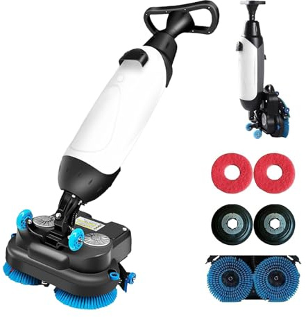 MANYOUYOU Mini Autolaveuse De Sol Professionnelle, Batterie De 120 Min, Largeur De Nettoyage De 43 Cm (17 Po) pour La Maison, Le Bureau, Les Salles De Bain Et Les Petits Espaces Commerciaux White