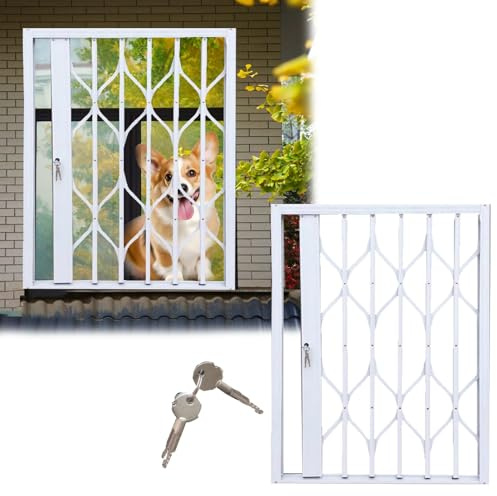 Griglia di sicurezza regolabile per animali domestici, barriera di sicurezza per cani e gatti, pieghevole, in alluminio, per finestre scorrevoli (60 cm x 150 cm)