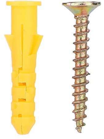 Tassello a muro in plastica Viti di fissaggio Viti autofilettanti per carichi pesanti Kit di fissaggio per montaggio su muro di mattoni in cemento Giallo Argento M6 M8 M10 50 pezzi (Φ6mm 50