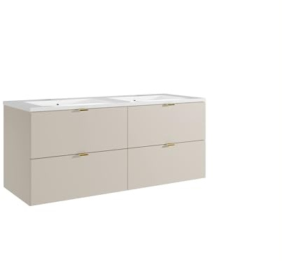 Vente-unique-Mobile bagno sospeso con lavabo da incasso Beige 120 cm - LAVENA