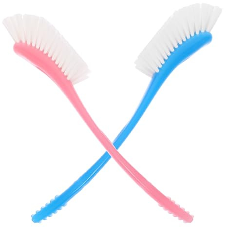 Hemobllo Lot de 2 Brosses Multifonctions pour Biberons Poils en Nylon Manche Plastique Trou Suspendu Couleurs Bleu et Rose Nettoyant pour Bouteilles et Goupillons pour Usage Quotidien