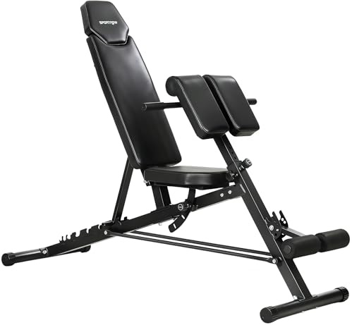 SPORTNOW Hantelbank verstellbar 4 in 1 Trainingsbank mit Beinstrecker Curlpult 6-Fach Rückenlehne, verstellbar Sitz & Polster, Multifunktionale Schrägbank 150 kg Last Rückentrainer für Home Gym