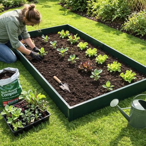 GardenSkill Raised Bed – Large Garden Vegetable Planter Kit for Growing Flowers Herbs Fruit Veg (2m x 1m x 150mm high, Green)