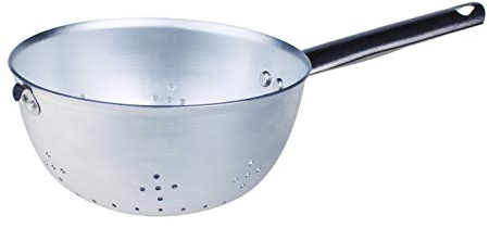 Pentole Agnelli, ALMA14018, Colapasta Sferico con 1 Manico Tubolare e Gancio in Acciaio Inox, Alluminio, Argento