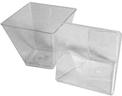 Lot de 200 petits verres carrés en plastique transparent 58 cc pour portions individuelles mousse mini dessert gâteaux