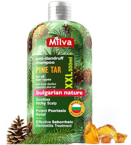 Shampoo al catrame di pino di Milva per la dermatite seborroica - 500 ml Shampoo antiforfora naturale - Shampoo per la psoriasi - Soluzione per il trattamento del cuoio capelluto secco