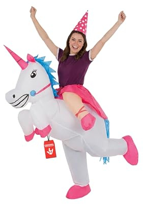 Morph Aufblasbares Kostüm, Einhornkostüm Erwachsene, Aufblasbares Einhorn Kostüm, Kostüm Aufblasbar | Aufblasanzug mit Ventilator, Weißes Einhorn-Design, Bläst in 60 Sekunden auf, Perfekt für Halloween, Immer ein Hit