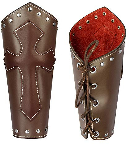 TASBERN Lädermanschett bågskytte armskydd stöd medeltida rustning vikings handske armband