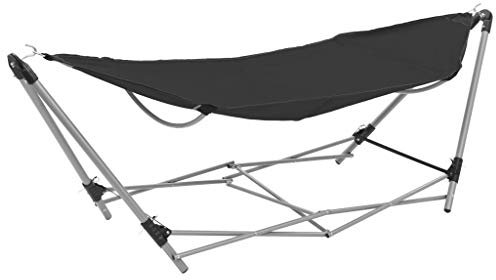 Festnight Hamac avec Support Hamac Pliable hamac sur Pied Hamac Portable pour Jardin/Plage/Camping/Barbecue Noir 241 x 76 x 70 cm