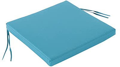 Cojín para sillas de jardín Color Turquesa, Medidas 44x44x5 cm, Repelente al Agua, Desenfundable, Funda de cojín con Relleno para sillas de terraza, Cojines Silla de Comedor jardín