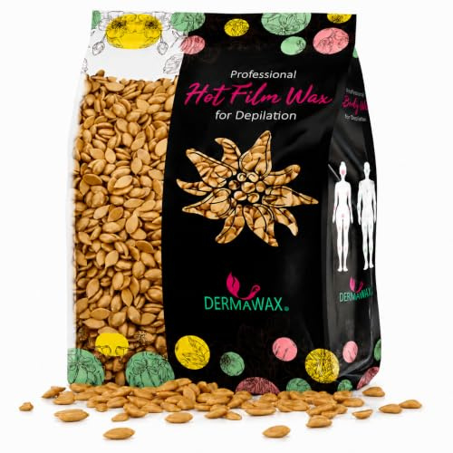 DERMAWAX Perlas de Cera Depilatoria Oro 1 kg Profesional, Made in Italy | Cera caliente sin bandas para rostro, bikini y cuerpo. Formato grande para casa y cabina; calentador no incluido.