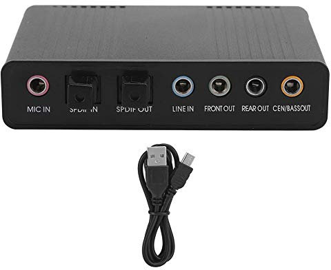 Sound Card, Channel Surround Adapter 5.1 Computer External Sound Card Audio Sound Card Adapter USB Cable Sound Card for Karaoke Recording