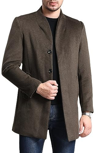 Allthemen Cappotto Invernale da Uomo in Lana Trenchcoat Lungo Casual Slim Fit Coat Business Caldo da Lavoro a Manica Lunga marrone S