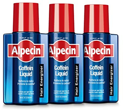Alpecin Coffein Liquid 3 x 200 ml | Lozione anticaduta Uomo per la naturale crescita dei capelli | Per capelli forti e folti | Alpecin Lozione per capelli Uomo
