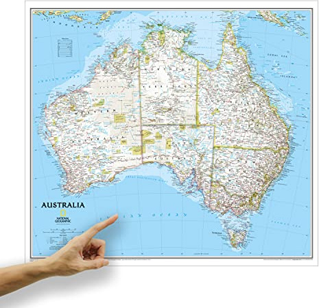 ORBIT Globes & Maps - Australien Landkarte, Kartenbild von National Geographic - Landkarte classic, 77 x 69 cm, englisch