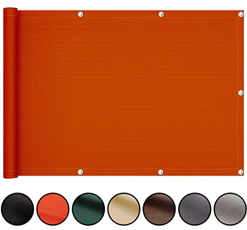 ZQXFZ Balkon Sichtschutz 90x500 cm Sichtschutz Terrasse Ohne Bohren Balkonsichtschutz mit Ösen und Kordel, für Balkongeländer Garte Balkone Tauchbecken Rot