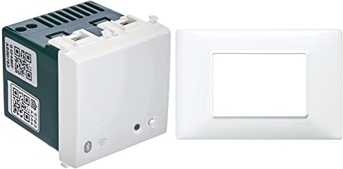 Vimar 14597 Plana Gateway connesso IoT Bluetooth Wi-Fi per integrazione, configurazione, supervisione di VIEW Wireless & Vimar 14653.01, Plana Placca 3 moduli in tecnopolimero, Bianco
