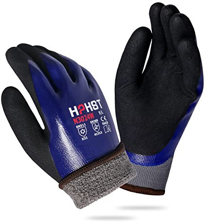HPHST Arbeitshandschuhe Winter Wasserdicht Thermo Warme Winterhandschuh Montagehandschuhe Grip Winterarbeitshandschuhe Arbeit Doppelbeschichte Nylon Isolierte Handschuhe (X-Large)