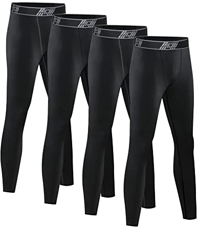 HOPLYNN 4 Pack Youth,Big kid, Boy ??s Compression Pants Leggings Tights Quick Dry Athletic Base Layer Under Pants Gear for Kid ??s Football Basketball Sports -4 Black-M