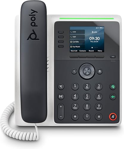Plantronics Poly Edge E220 IP Desk Phone (Plantronics + Polycom) – Designed for use in Common Areas – 4-Line Keys Supporting up to 16 Lines - Integrated Bluetooth for Mobile Phone and Headset Pairing