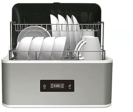 Portable Mini Dishwasher 5 Place Settings Table Top Dishwasher Freestanding 5 Washing Functions LED Display Easy to Clean Dishes Fruits Vegetables Glasses,Blue (Gray), Grey