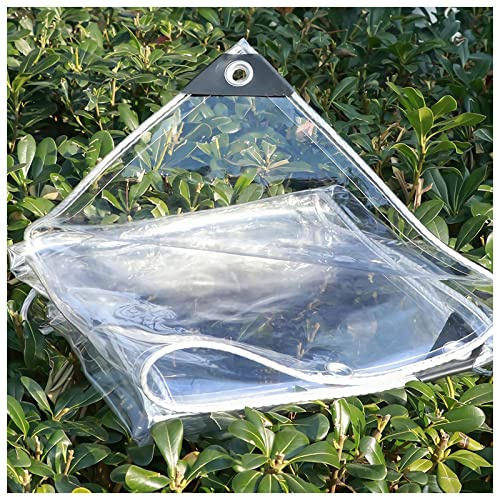 Clear Tarpaulin,Heavy Duty 400g/㎡ Waterproof PVC Transparent Tarpaulin with Eyelets Tarp Sheet Cover Soft Glass Home Garden Outdoor, 0.35mm Thick - Groundsheet Windproof Camping,Size:0,5x1m