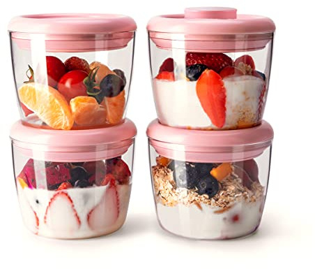 4 Pack 400ml Meal Prep Containers with Lids, Airtight and Leakproof for Breakfast Leftovers, Glass-Like Clarity, Tritan Material