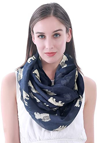 Lina & Lily Damen Loop Schal mit Mops Hundemotiv