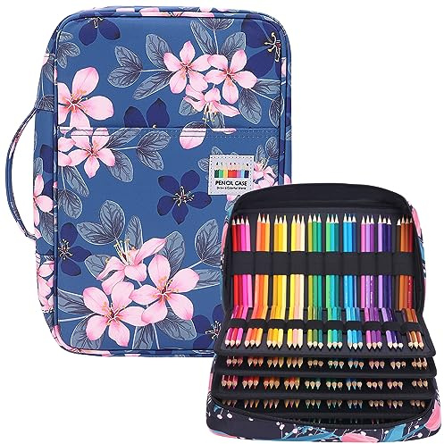 JAKAGO Federmäppchen Große Kapazität für 300 Stifte Aufbewahrung Buntstifte,Wasserdicht Pencil Case Schreibwaren Organizer für Malstifte Künstler Pinsel Fineliner Textmarker（M-Flower）