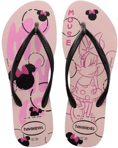 Havaianas - Slim Disney Stylish, Comfortable, Lightweight, and Stylish Flip-Flops, Disney Designs, Thin Straps & Non-Slip Sole, Women, Peony Rose, 39/40 EU