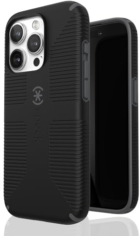 Speck iPhone 15 Pro Case - Built for MagSafe, Drop Protection Grip - Scratch Resistant, Soft Touch, 6.1 Inch Phone Case - CandyShell Grip Black/Slate Grey