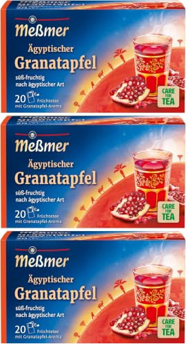 Meßmer Ländertee | Ägyptischer Granatapfel Tee | 20 Teebeutel | Glutenfrei | Laktosefrei (Packung mit 3)